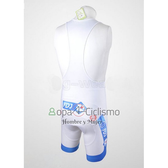Fdj Ropa Ciclismo Culotte Corto 2010 Mangas Cortas Blanco y Azul Claro